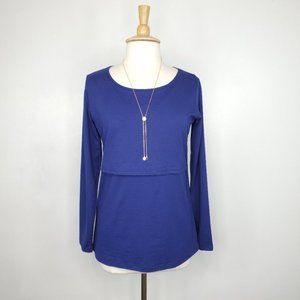 SMALLSHOW Navy Long Sleeve Knit Maternity Nursing Top NEW NWT Size M